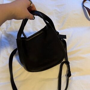 Madewell Black Leather Curved Crossbody Bag